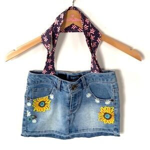Custom made squeeze denim small tote boho Purse